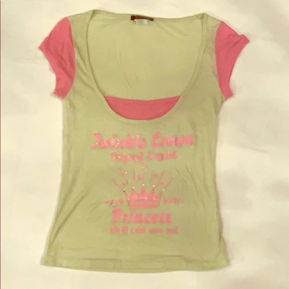 Pink and mint baby Tee S fits XS